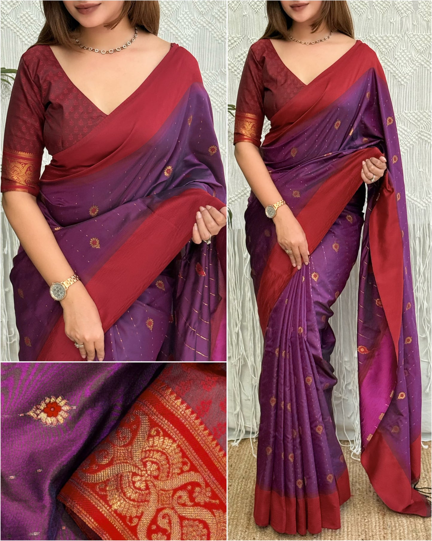 Viscose Silk Jacquard Saree | Rich Minakari & Zari Weaving | Festive Ethnic Wear
