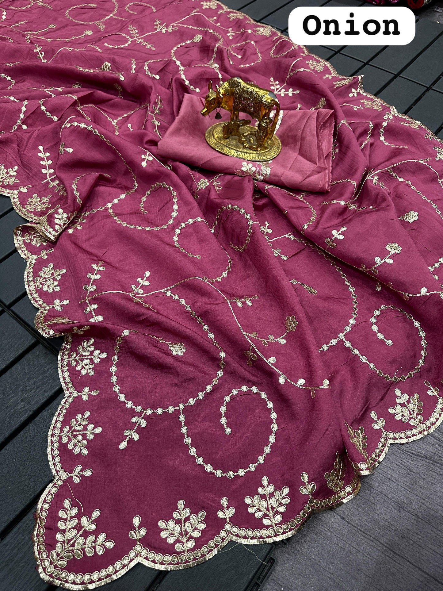 Pure HO Silk Saree with Heavy Foil Gota Work