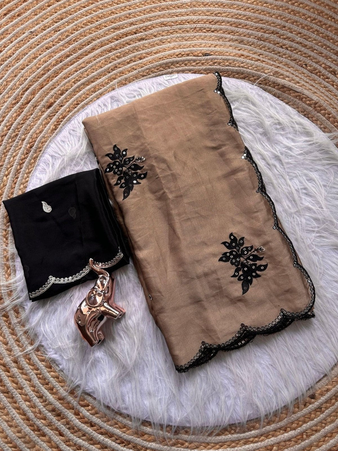 Rangoli Silk Embroidered Saree with Unstitched Blouse | Sequin & Thread Work