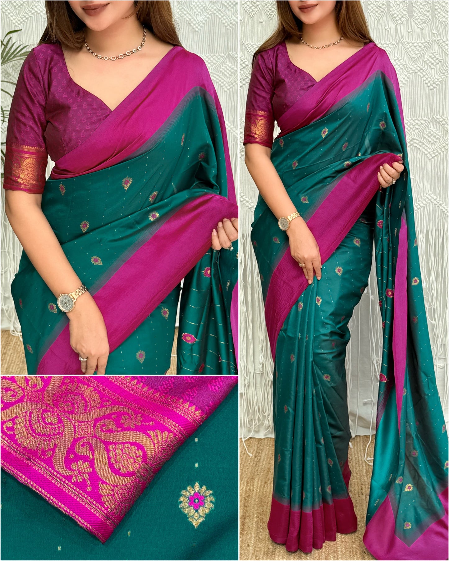 Viscose Silk Jacquard Saree | Rich Minakari & Zari Weaving | Festive Ethnic Wear