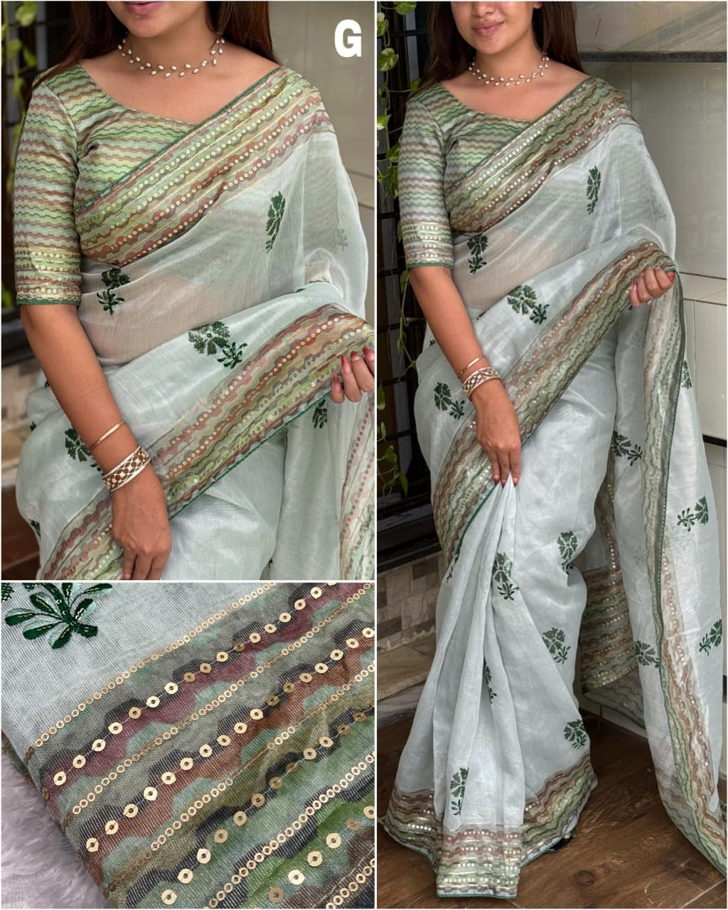 Gehna Silk Saree with Blouse Piece | Zari, Sequin & Thread Embroidery Work | Wedding & Festive Wear