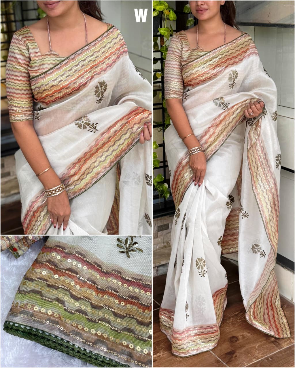 Gehna Silk Saree with Blouse Piece | Zari, Sequin & Thread Embroidery Work | Wedding & Festive Wear