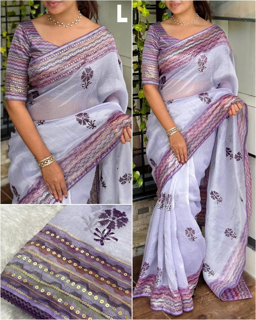 Gehna Silk Saree with Blouse Piece | Zari, Sequin & Thread Embroidery Work | Wedding & Festive Wear