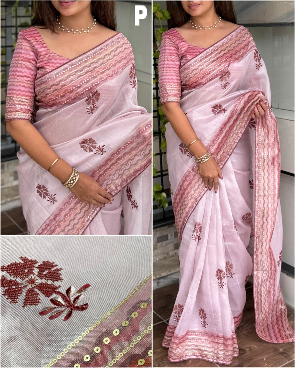 Gehna Silk Saree with Blouse Piece | Zari, Sequin & Thread Embroidery Work | Wedding & Festive Wear