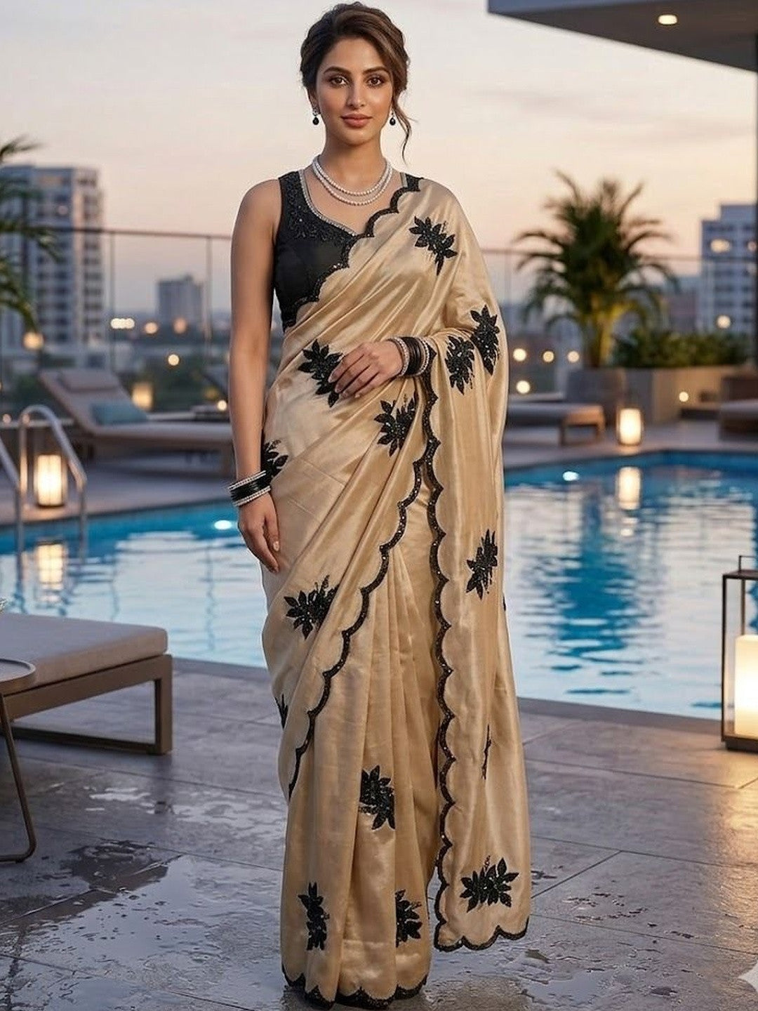 Rangoli Silk Embroidered Saree with Unstitched Blouse | Sequin & Thread Work