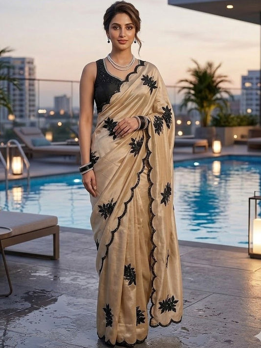 Rangoli Silk Embroidered Saree with Unstitched Blouse | Sequin & Thread Work