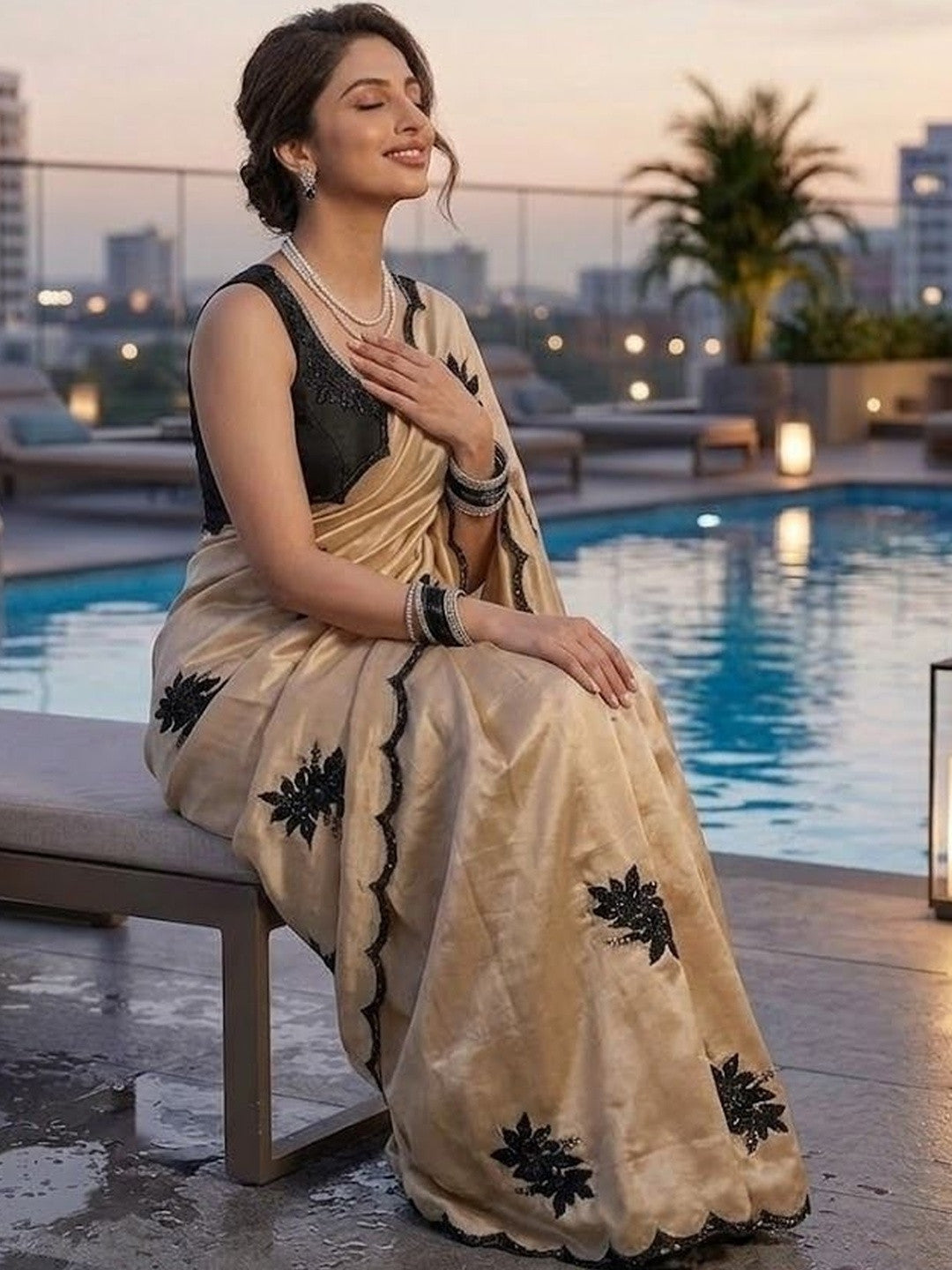 Rangoli Silk Embroidered Saree with Unstitched Blouse | Sequin & Thread Work