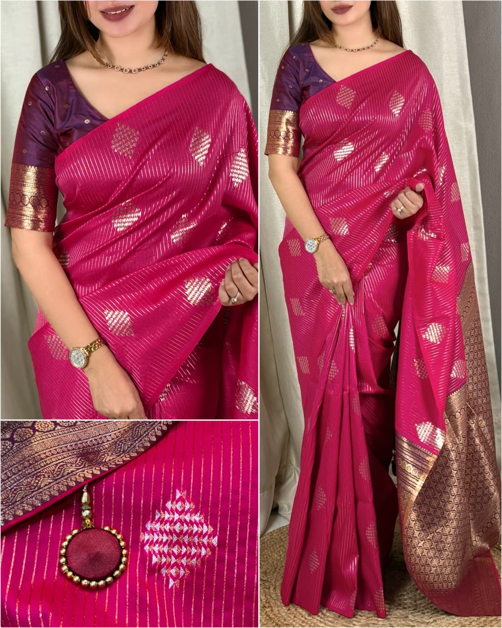 Banarasi Silk Saree with Blouse Piece | Zari Weaving | Wedding & Festive Wear